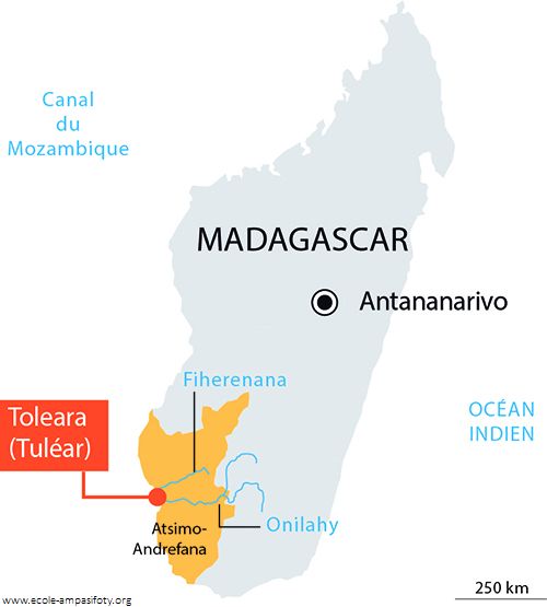 Carte de la région sud, Madagascar